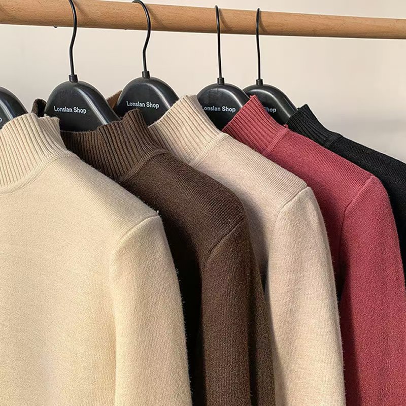 Half-high-necked integrated velvet bottoming shirt sweater with women's autumn and winter pullover imitation mink and velvet knitted mink sweater