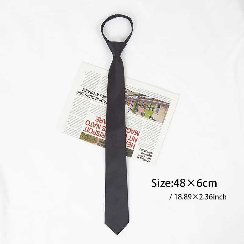 Mens solid color tight zipper 6cm tie used for wedding dresses black collar fashionable Cravate Business ultra-thin shirt accessories Y240925