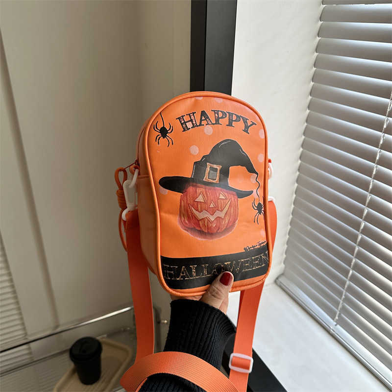 Halloween small bag fashion cartoon ghost funny one shoulder women's crossbody pumpkin bag pu 240915