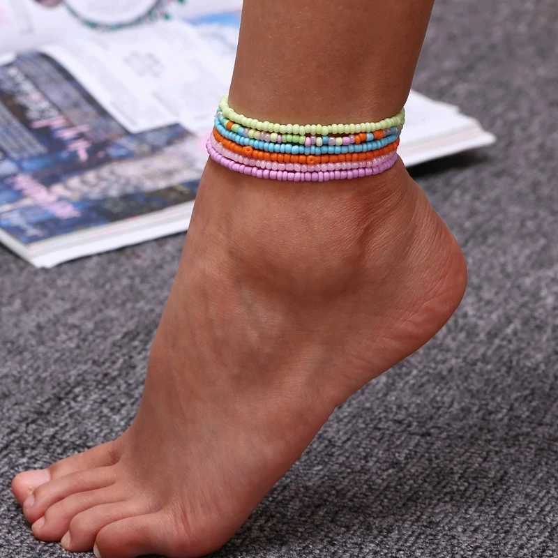 3PCSBohemian Colorful Beaded Beads Anklets For Women Summer Ocean Beach Handmade Ankle Bracelet Foot Leg Beach Jewelry GiftX240926
