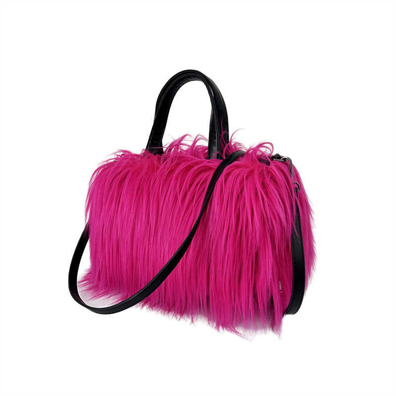 women's plush tote bag with water wool imitation wool crossbody, carrying bag, pillow shaped, sweet and cool style y2k 240915