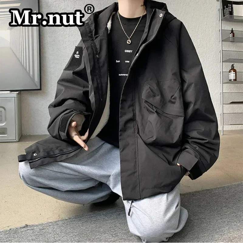 Mr.nut Winter Thickened Jackets Autumn Waterproof Jacket Man Windbreak Camping Overcoat Casual Loose Large Pocket Mens Clothing 240923