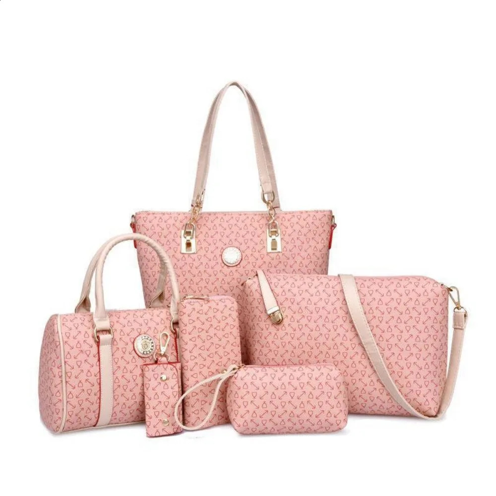Womens storage bag handbag 5pcs nylon handbag set multifunctional classic bone pattern travel bag shoulder bag 240920 - view 4