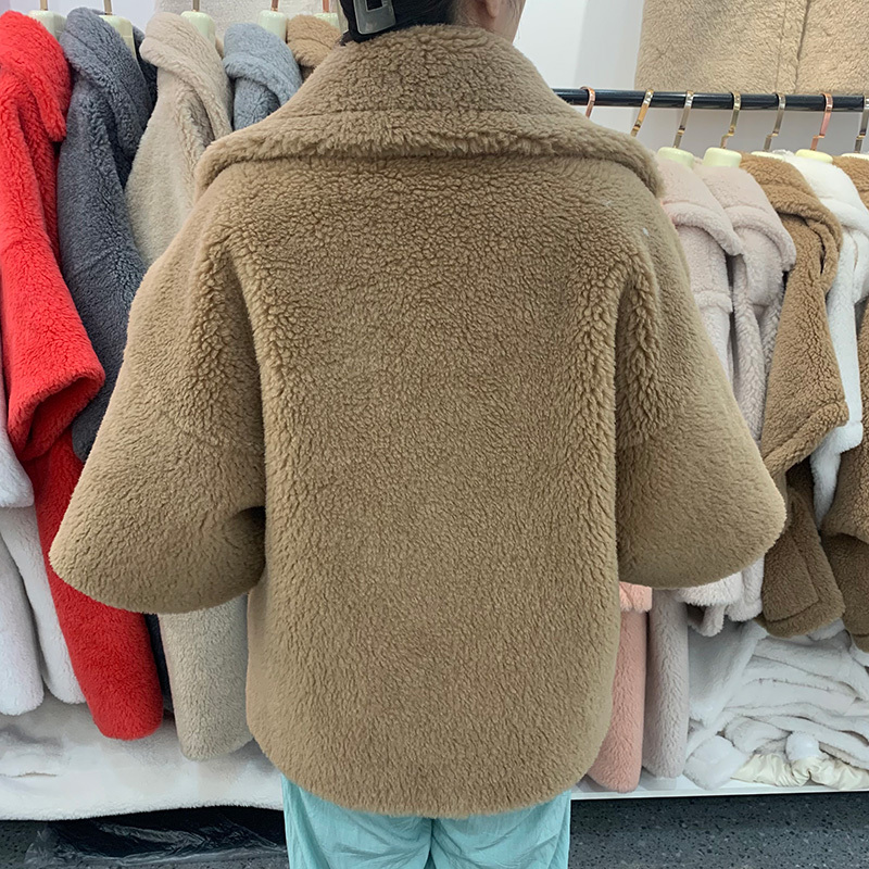 2024 Women Winter Coat Thick Warm Teddy Coats Short Style Lady Natural Wool Alpaca Fur Overcoat