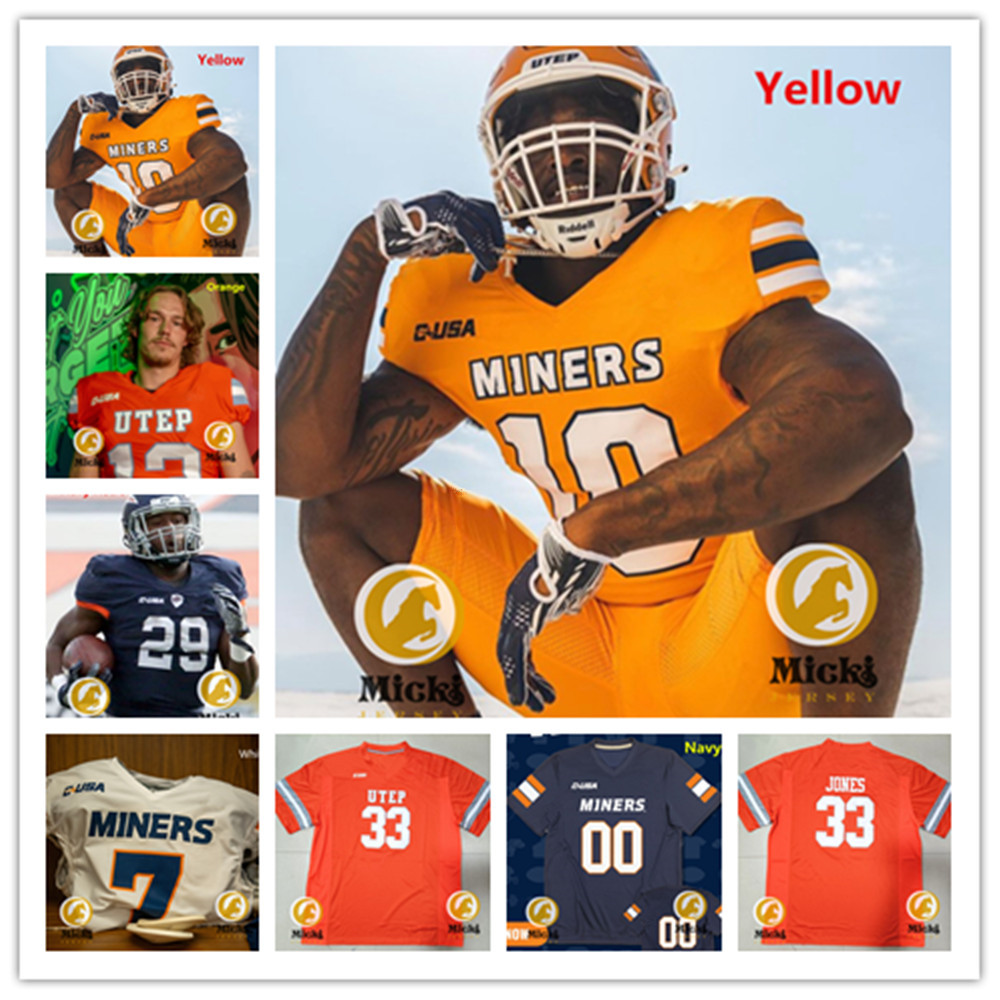 Aaron Jones Charlie West UTEP Football Jersey 5 Kam Thomas 29 Adam Jacklin 7 Shay Smith 1 Trey Goodman UTEP Miners Jerseys Custom Stitched