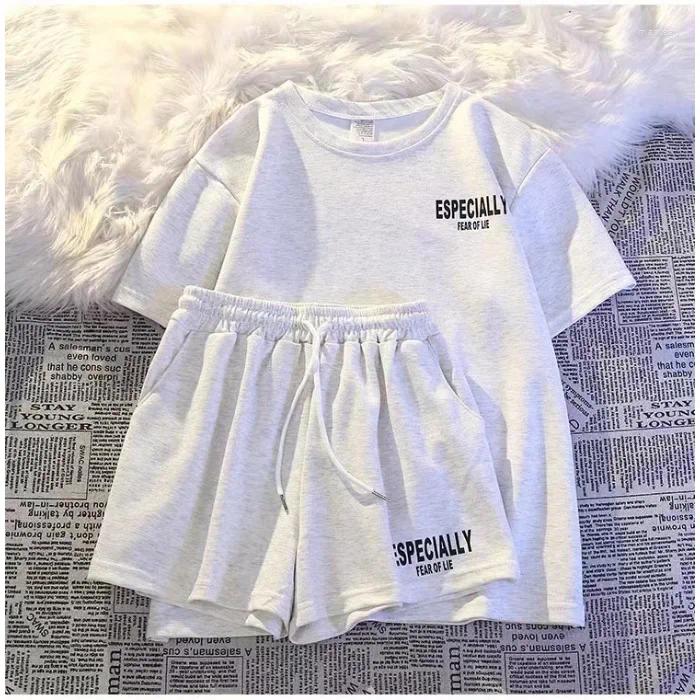 Women's Tracksuits Summer Loose-fit Casual Sportswear Set Short Sleeve Shorts 2-piece Trendy Outer Wear Comfortable Running Streetwear