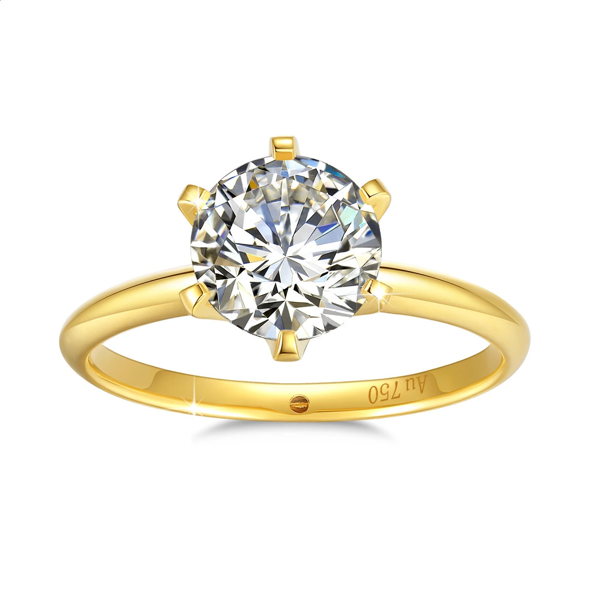 High quality 100% pure 18k gold Mo silica ring certified 1ct round engagement K gold jewelry wholesale for women 240925