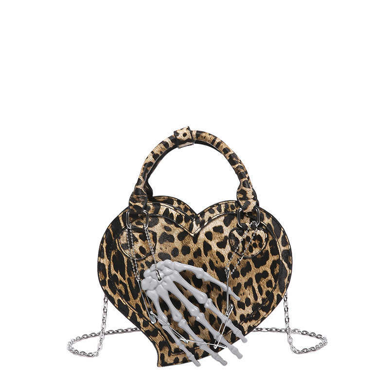 Personalized Creative Love Small Bag for Women Korean Edition Fashion Leopard Pattern Internet Celebrity Popular Handbag 240915