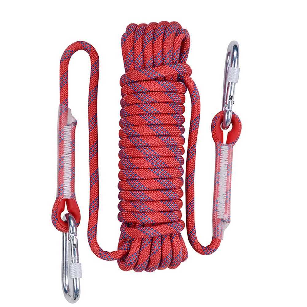 Climbing rope 10mm tree wall climbing harness gear outdoor survival fire escape safety rope highway buckle 10m 20m 30m CL240926
