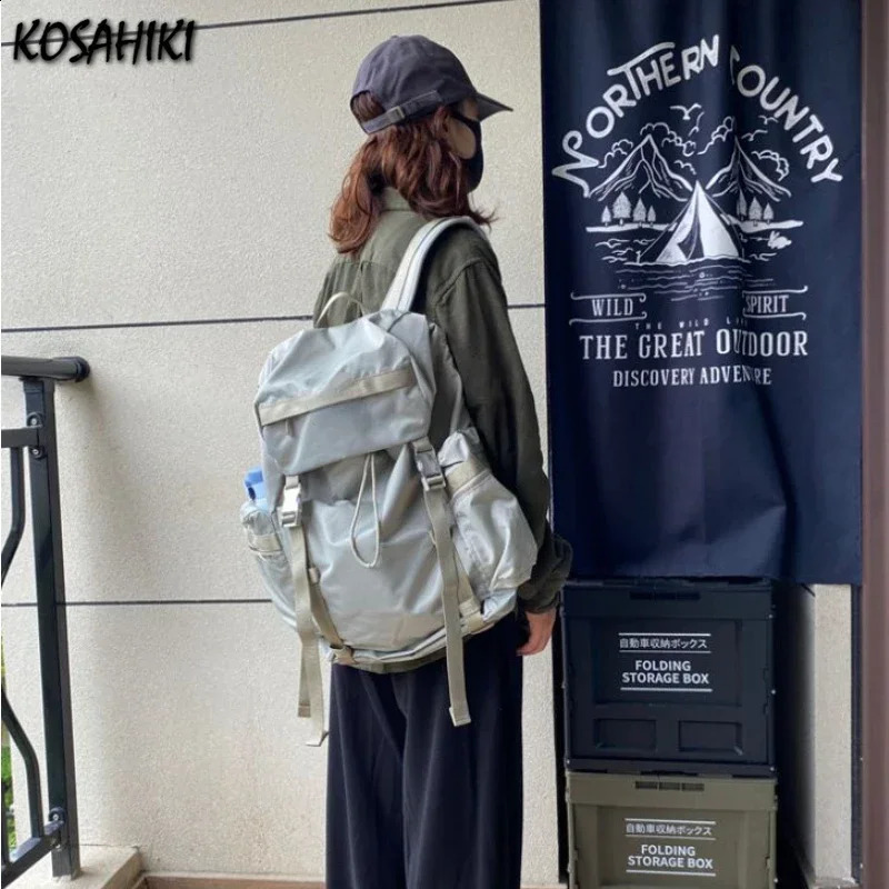 High-capacity Grunge Pockets Backpack Women All Match Fashion Vintage Schoolbags Y2k Aesthetic Ins Simple Backpac for Students 240921 96cb