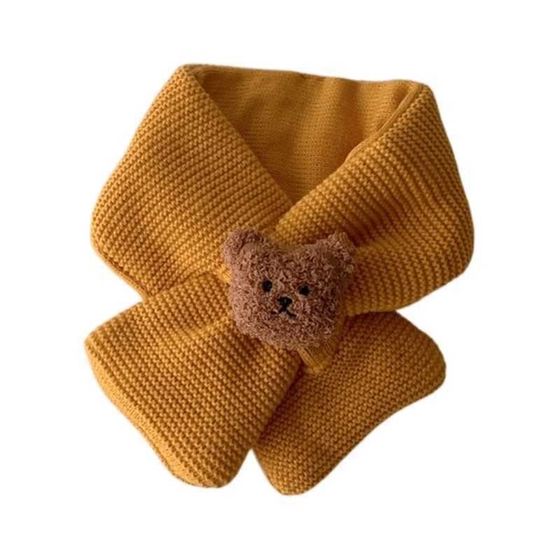 Scarves Wraps Bear Neckerchief Winter Scarves for Kids Boys Girls Infant Soft Wool Scarf L240910 L0910