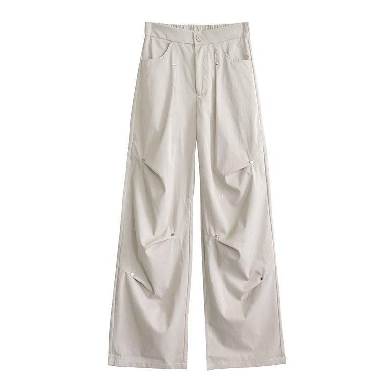 Riveted velvet work for women's autumn and winter 2024 new high waisted casual wide leg American sports pants