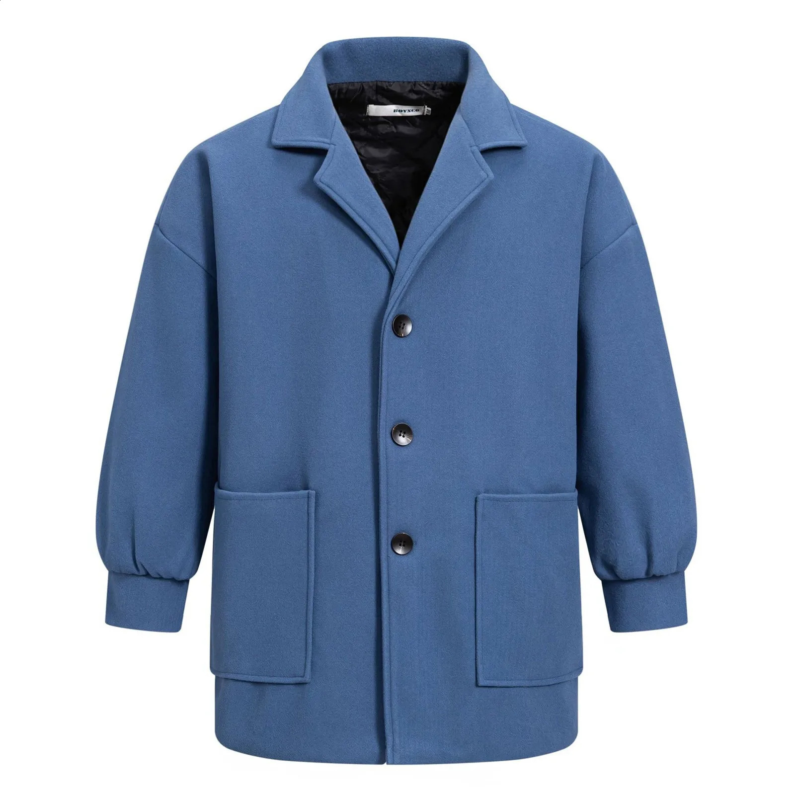 Neutral thick wool coat loose collar simple solid color autumn basic regular singlelayer blend 240921