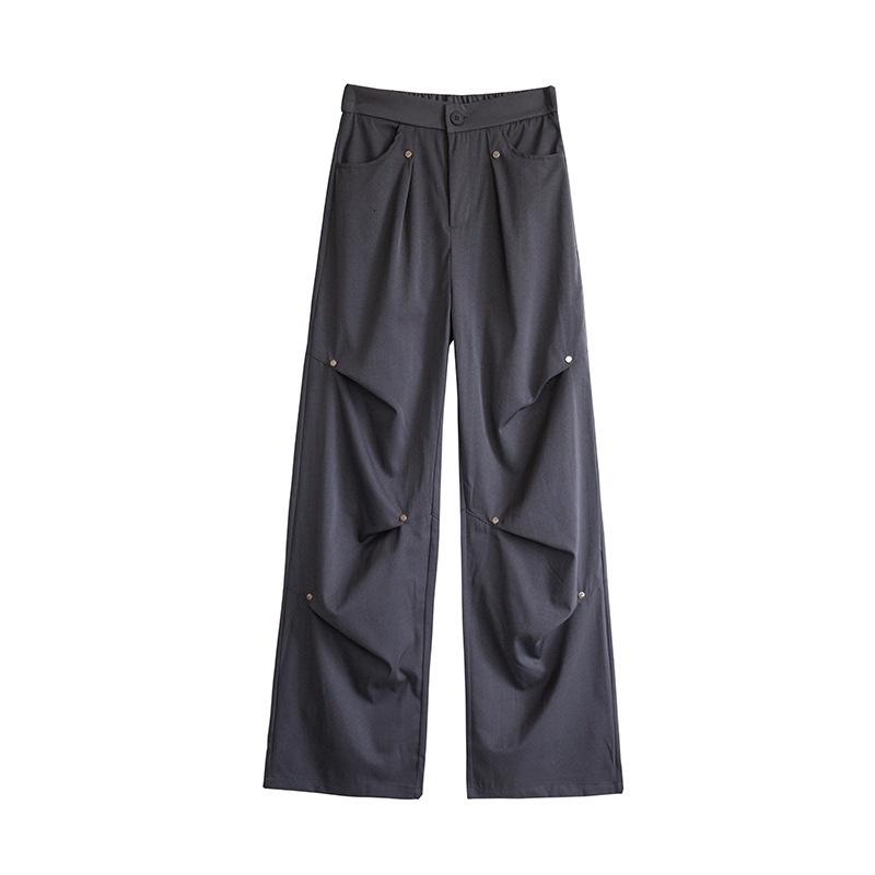 Riveted velvet work for women's autumn and winter 2024 new high waisted casual wide leg American sports pants