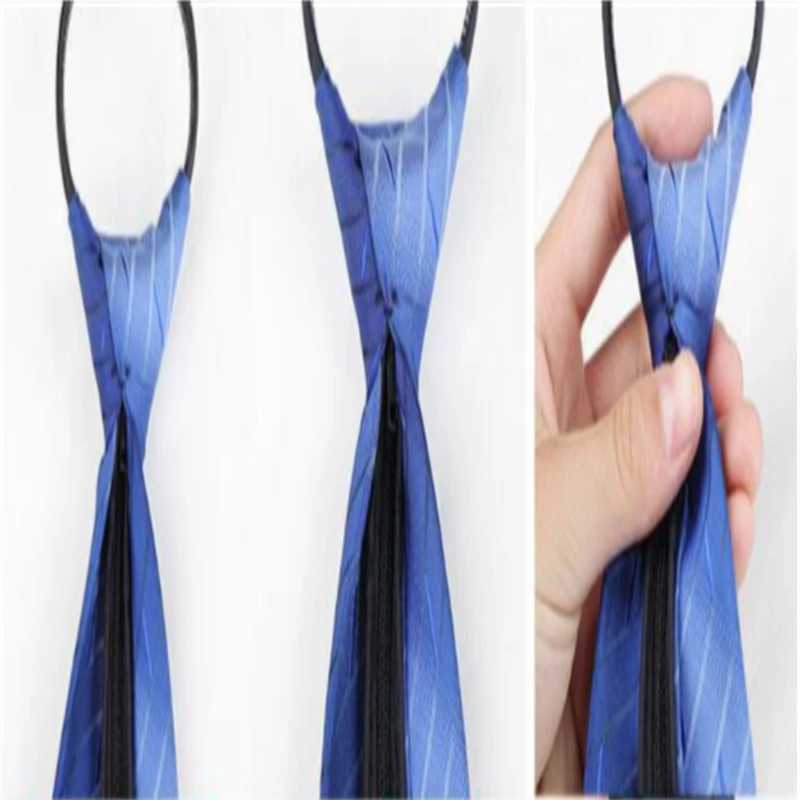 Pre tied zipper tie collar mens tight 5cm zipper collar red black blue solid color ultra-thin entertainment party Y240925