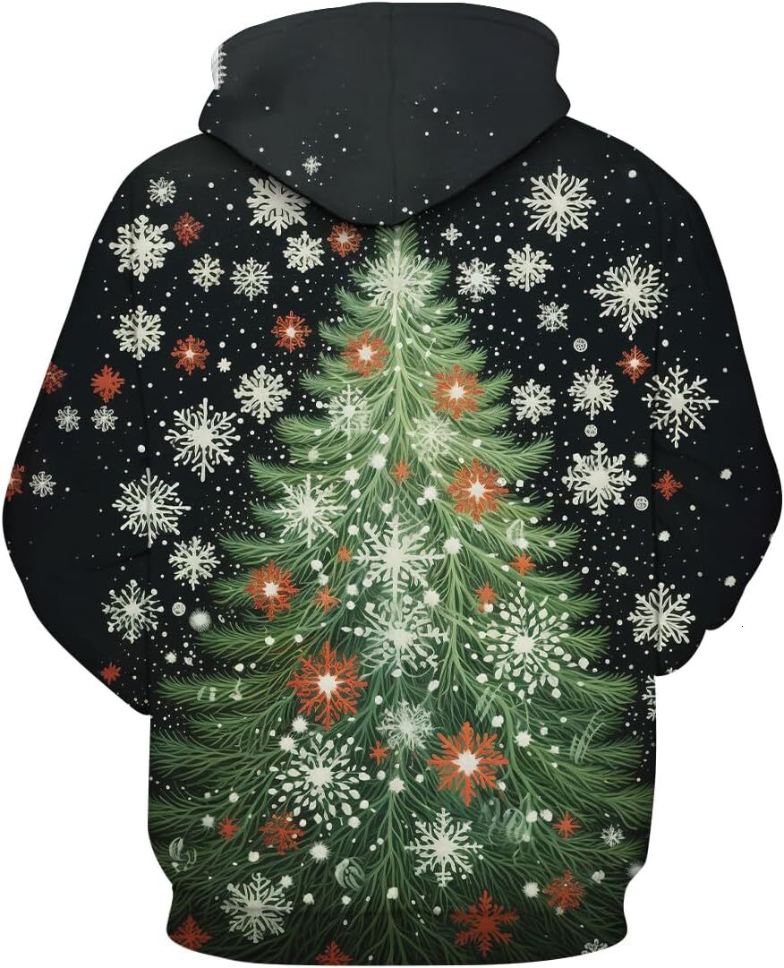 Hoodie for Mens Womens Unisex Christmas Tree Graphic Hoodies Fashion Casual Kangroo Pocket Pullover Graphic Hoodies sweatshirt Pullover Long Sleeve