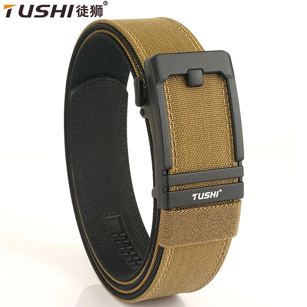 TUSHI 3.8CM mens hard tactical strap with metal automatic buckle IPSC gun strap 1100D nylon military strap outdoor sports girl 240925