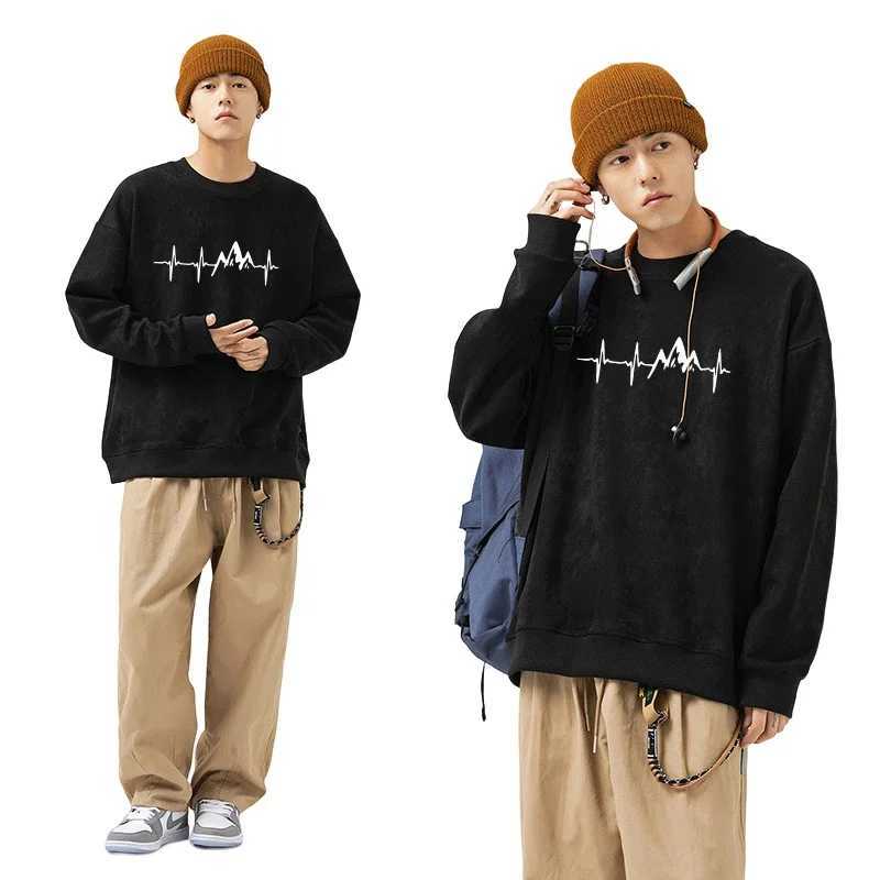 Mens Tracksuit O Neck Pullover Hot Sales Printed Sweatshirt Black White 2 Colors Casual Jogging Versatile Tops Clothing S-4XL XJ250714