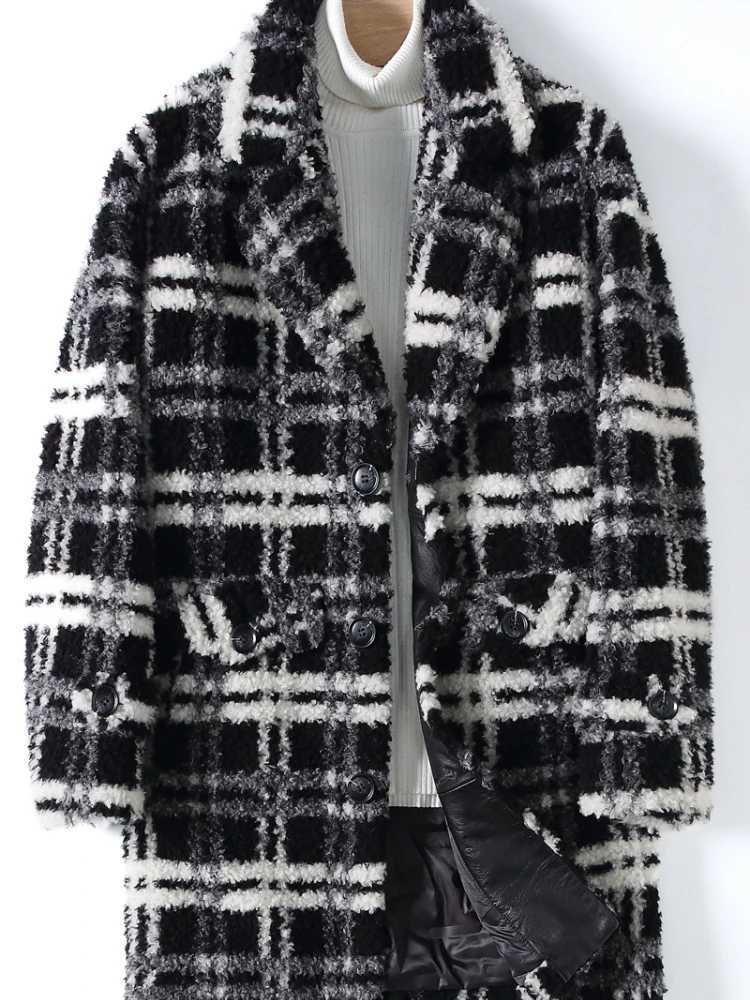 Cashmere coat mens fur integrated medium to long trend plain weave cashmere coat W240925