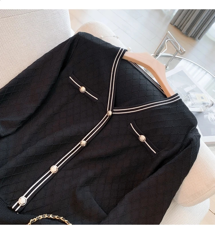 Women Knitted 2 Piece Suit Sweater cardigan Top And Pant Two Set Matching Outfit Stripe Elegant Chic Winter Clothing 240925