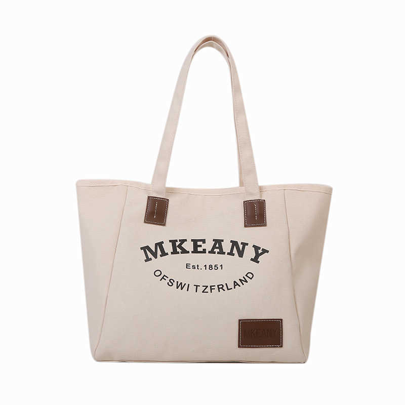 CMM Solid Color Letter Big Bag for Women Autumn and Winter New Trend Large Capacity Canvas Shoulder Bag Fresh Tote Bag