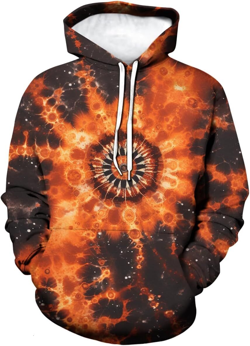 Hoodie for Mens Womens Tie Dye Hoodie For Men Women Spiral Streak 3D Print Hoodies Novelty Casual Pullover Graphic Hoodies sweatshirt Pullover Long Sl
