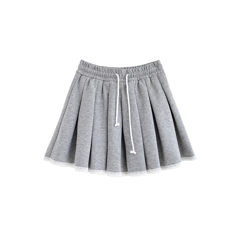 Lace lace midi women, new collection for autumn winter 2024, A-line skirt, high waist slimming, casual and fashionable pleated skirt