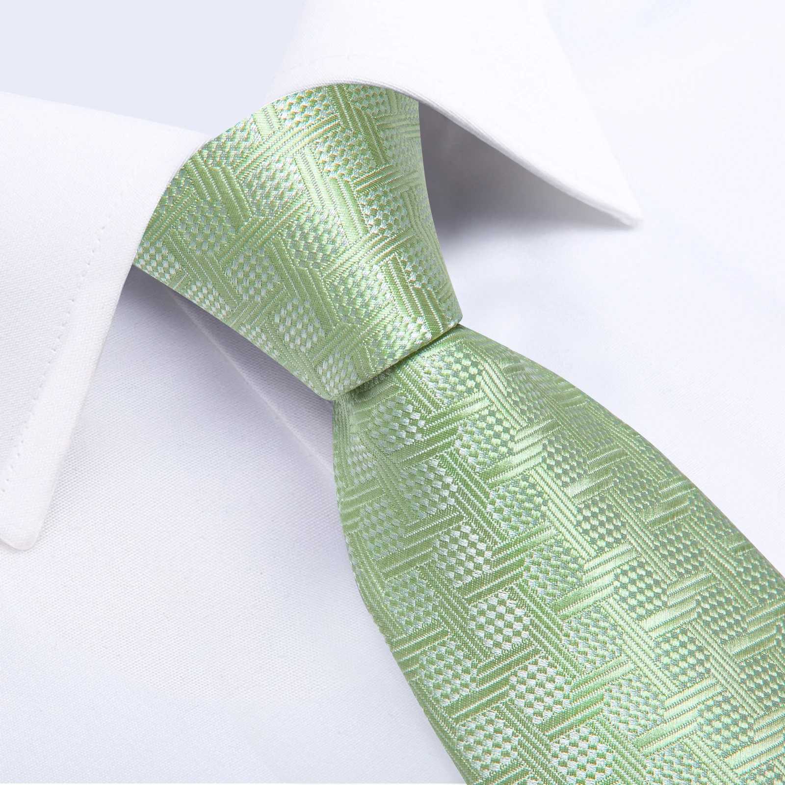Sage Green Solid Plain Silk Tie Mens New Arrival Fashion Wedding Party Gro Husband Set Accessories Necktie Pocket Square Y240925
