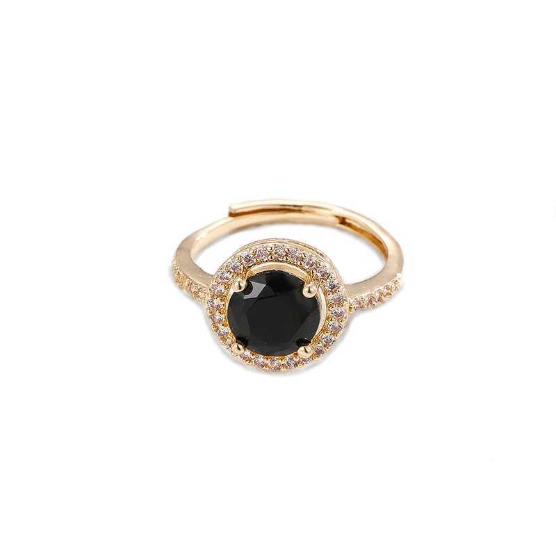 Obega Cubic Zircon Woman Rings Black Color Rhinestone Rings Girls Gold Plated Ring For Women Fashion Party Accessories GiftsX240926