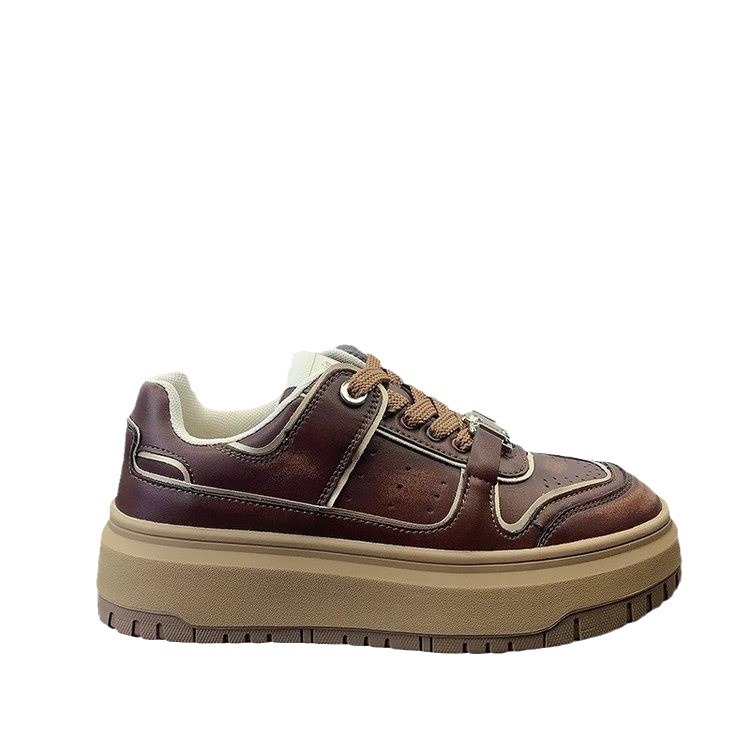 Retro Little White Shoes Women's Fall 2024 New Thick-soled Heightened Casual Sneakers Free shipping