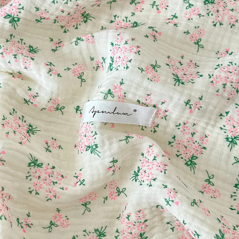 Retro Pink Flower Plain Infant Blanket born Cotton Gauze Packaging Receiving Blanket Handcart Cover Baby Bed 240924
