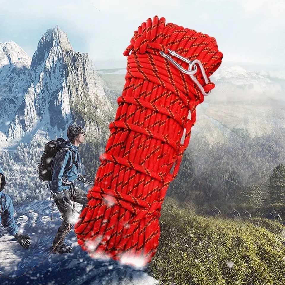 Safe climbing rope 10M 10mm polyester equipment red/blue static thick knitted tree wall high performance CL240926