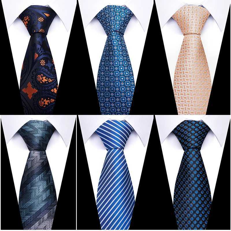 8cm tie men Gravatas classic multi-color latest design silk collar shirt accessories striped sky blue men Y240925