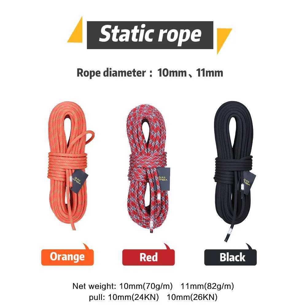 XINDA 10mm 11mm diameter climbing rope static rope 5200lbs high-strength hanging rope safety climbing equipment survival CL240926