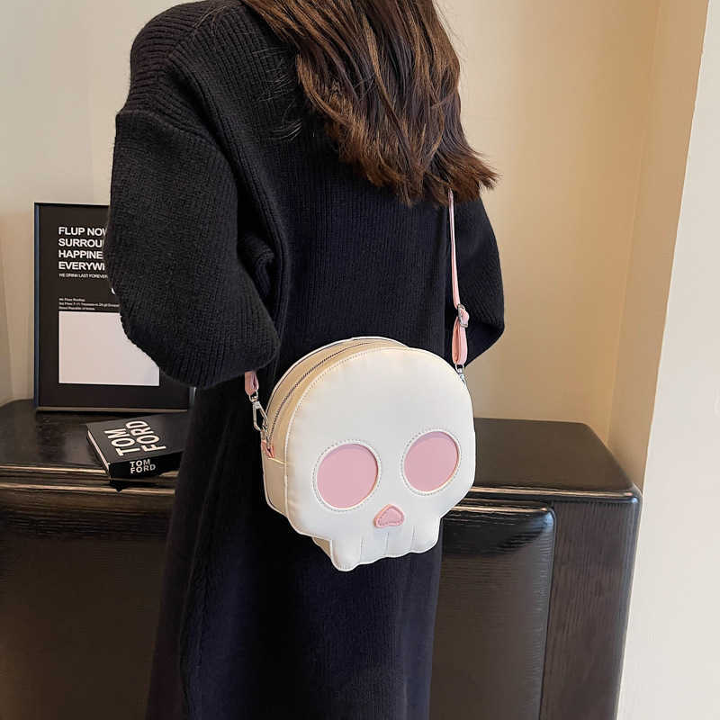 Halloween Small Bag Fashionable Personality Ghost Ugly Cute One Shoulder Women's Cross Shoulder Small Round Bag PU 240915