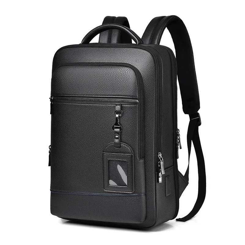 Executive Backpack Men Pu Leather Satchel Usb Charging Briefcase Office Travel Laptop Business Shoulder Back Pack Male 240925