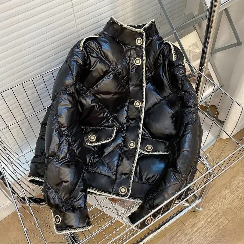Short Parkas Winter Women Clothing Quilted Jacket Cotton-padded Jacket Warm Single-breasted Windproof Outerwear Chic Tops 240914