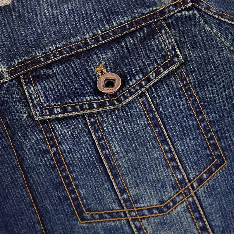 Mens denim jacket autumn and winter casual loose paddle thickened outdoor camping collar mens fashionable cotton clothing 240921