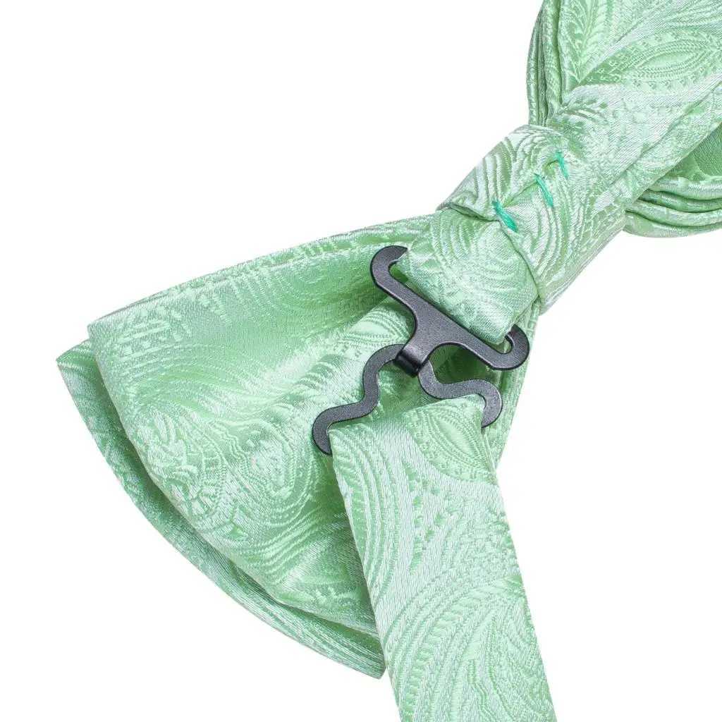 Sage Mint Grass Teal Green Silk Mens Tie Hankerchief Cufflink Set Pre made Knot Tie Y240925