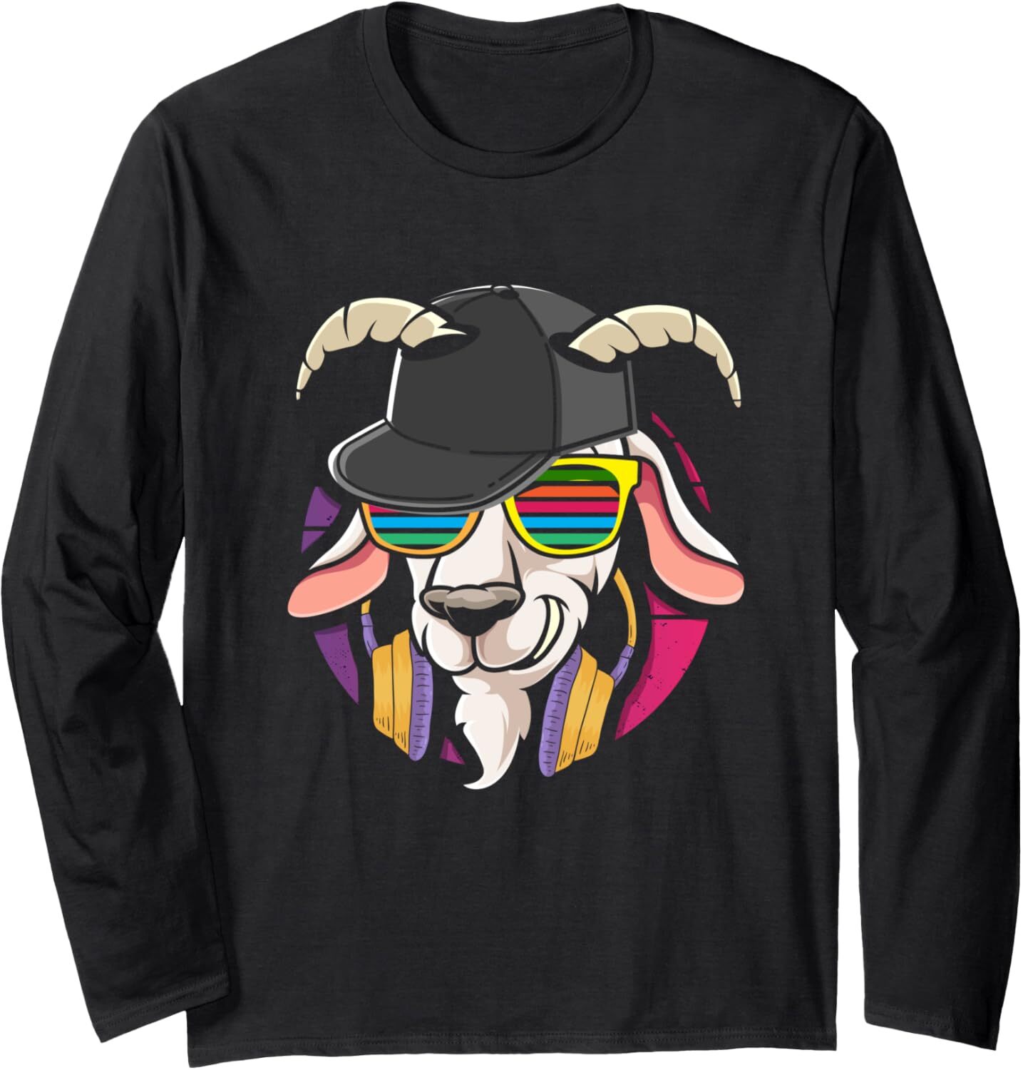 Long Sleeve Shirts for Men sweatshirt Funny Retro Punk Goat With Headphones Dj Goat Music Gift Long Sleeve Streetwear Casual tops clothes