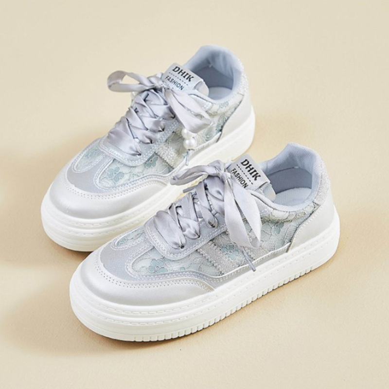 Ddmybear Korean Version Lace Mesh Breathable Small White For 2024 New Thick Versatile Board Soft Sole Women's Shoes Chinese Brand Shoes F926-57