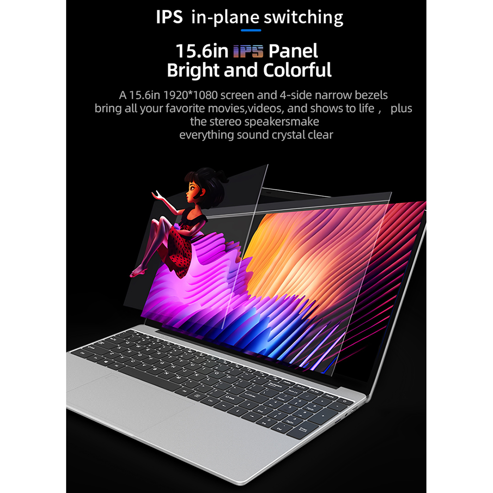 High Performance 15.6" FHD Laptop with Intel Pentium N5100 CPU, 12GB RAM, and 256GB SSD