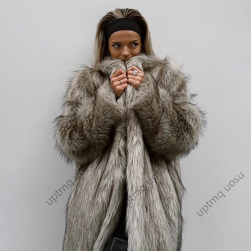 Furry Overcoat Long Faux Fur Coat Winter Clothes Women 2024 Fashion Stunning Iconic Natural Color Fuzzy Parka Outwear