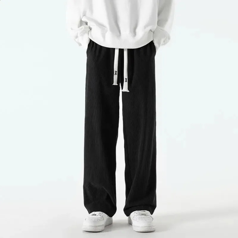 Straight Autumn and Winter Sweatpants for Men Wide Leg Corduroy Trousers Plain Beige White Man Sports Pants Xxxl Retro Flated 240923