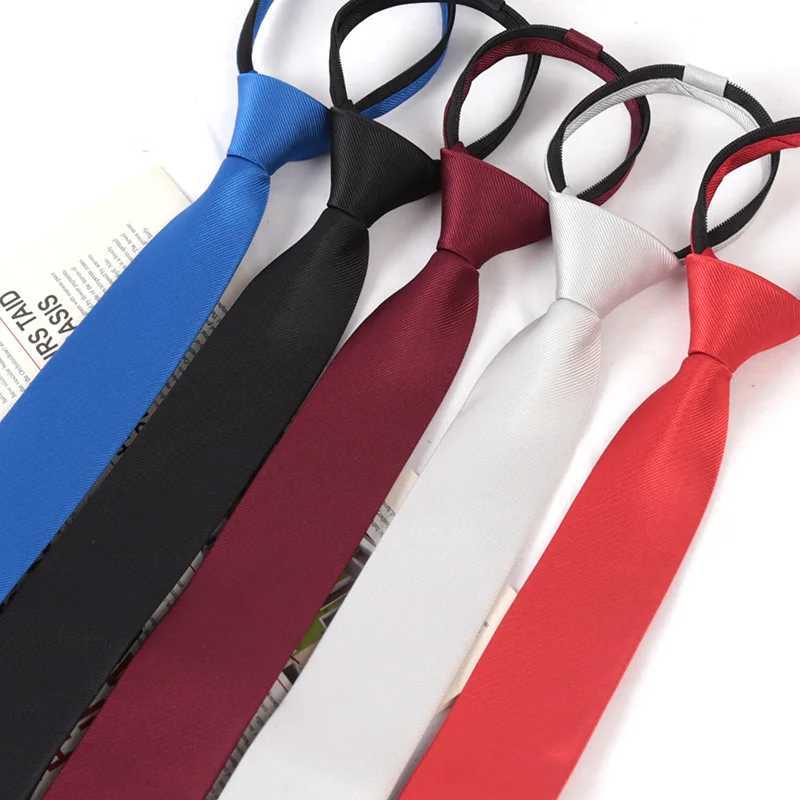 Mens solid color tight zipper 6cm tie used for wedding dresses black collar fashionable Cravate Business ultra-thin shirt accessories Y240925