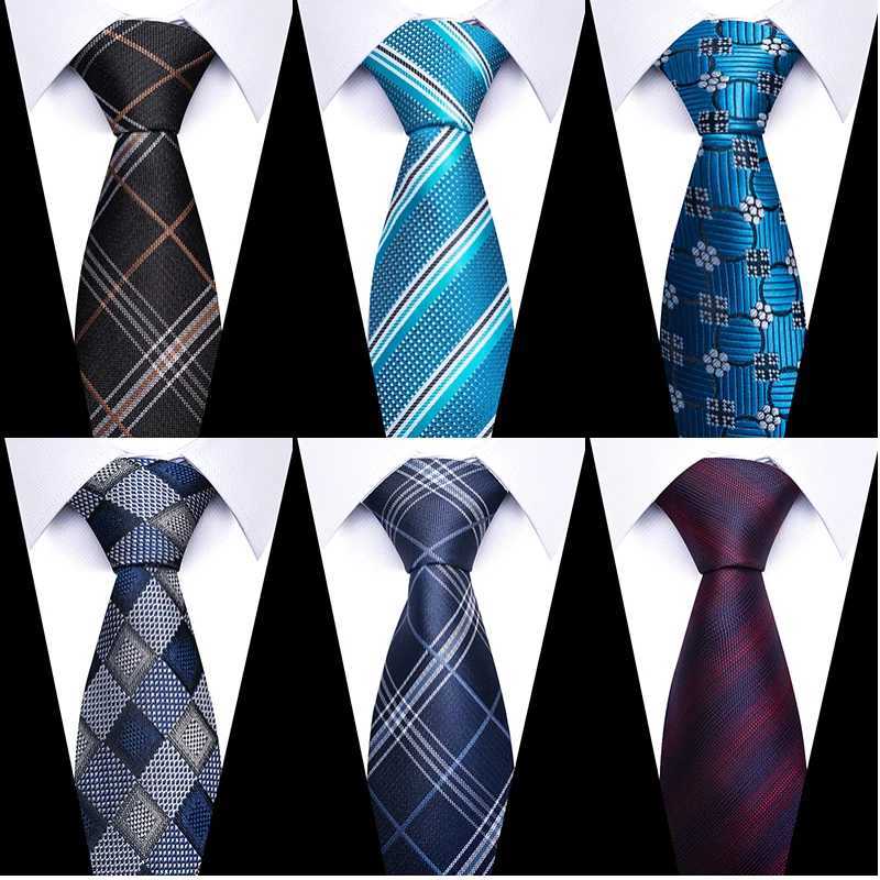 8cm tie men Gravatas classic multi-color latest design silk collar shirt accessories striped sky blue men Y240925