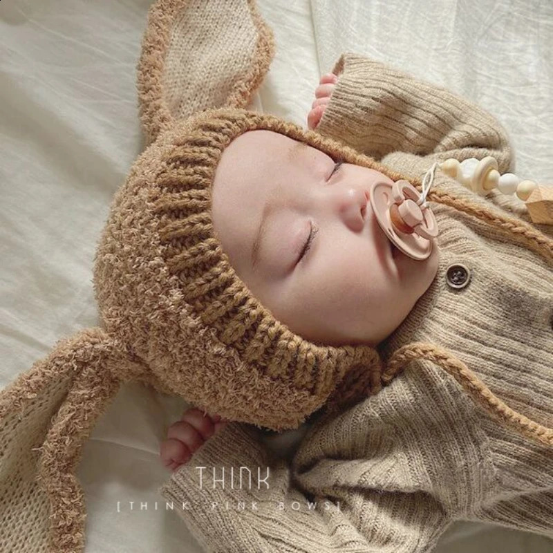 Winter baby hat plush rabbit thick warm childrens bean Korean style soft 336M 240925