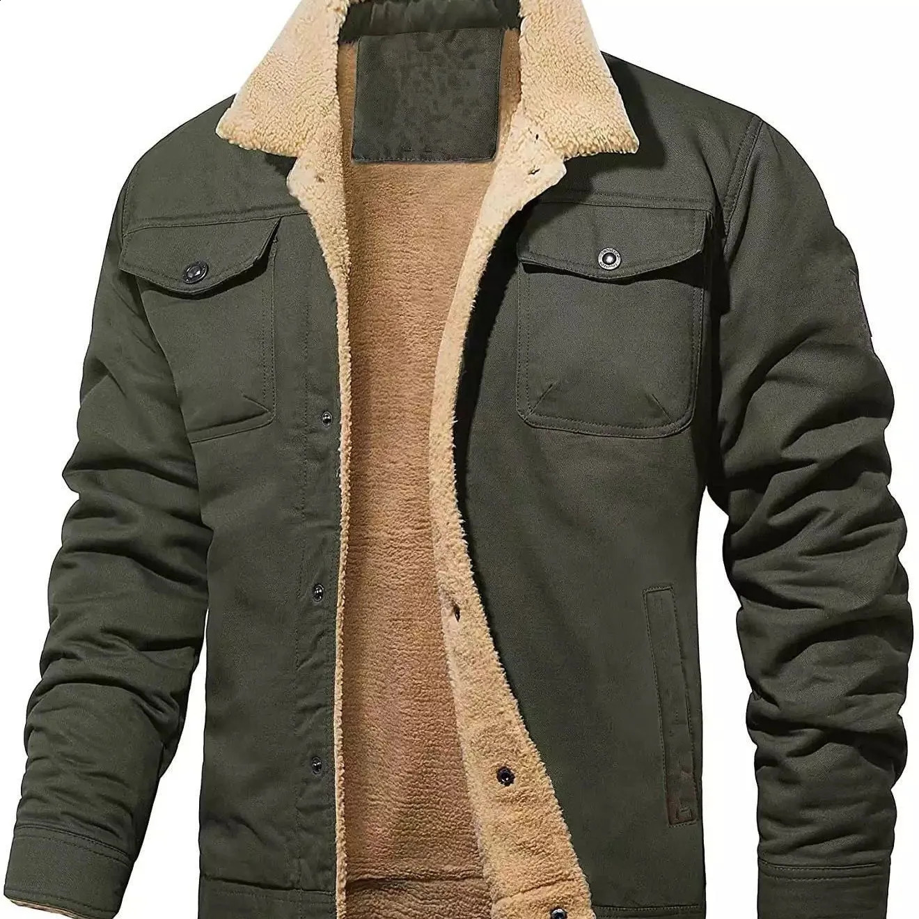 mens jacket casual denim winter thick warm fashion boutique solid color wool plus size 240921
