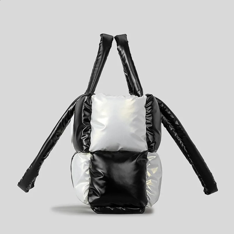 Nylon Large Capacity Black And White Quilted Tote Womens Versatile Shoulder Bag Handbag 240920