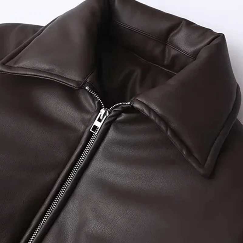 Womens leather jacket winter coat solid streetwear warm thick long sleeved Jaqueta De Couro Preta jacket womens insz W240926